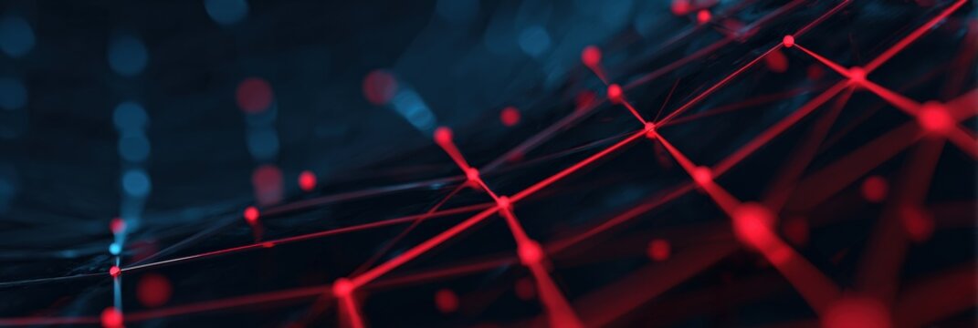 Abstract red and blue network with glowing nodes