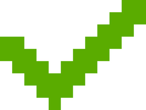 Green pixelated checkmark icon in retro style