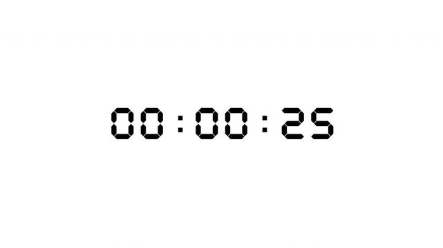 digital countdown 30 to 0 second icon animation, thirty second digital countdown with commercial use font
