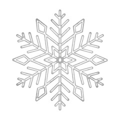 3D silver snowflake illustration. PNG with transparent background.	