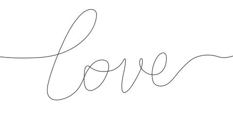 single line love word vector illustration