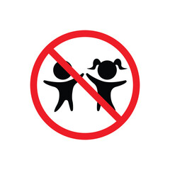 Kid children not allowed sign icon clipart. Child and toddler not allowed symbol clip art for public and private warning dangerous factories and construction vector illustration.