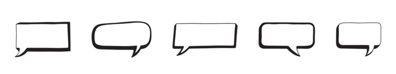 Fototapeta premium Set of blank rectangular speech bubbles with rough hand-drawn edges, ideal for comic strips or quotes