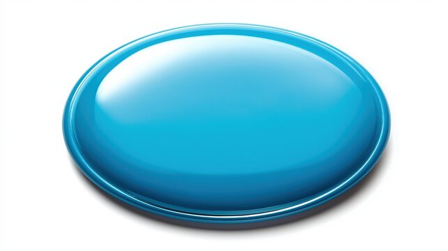 Glossy Blue Round Button with Reflection