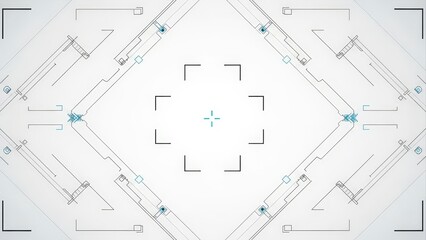 Futuristic Digital Interface Background with Abstract Geometric Lines and Target.