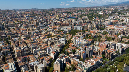 Aerial view of the city of Catania, in Sicily, Italy.