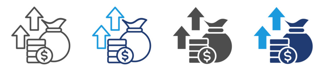 revenue icon set with multiple style