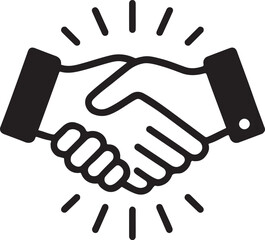 Fototapeta premium Silhouette handshake icon vector showing agreement, partnership, trust, and business deal.