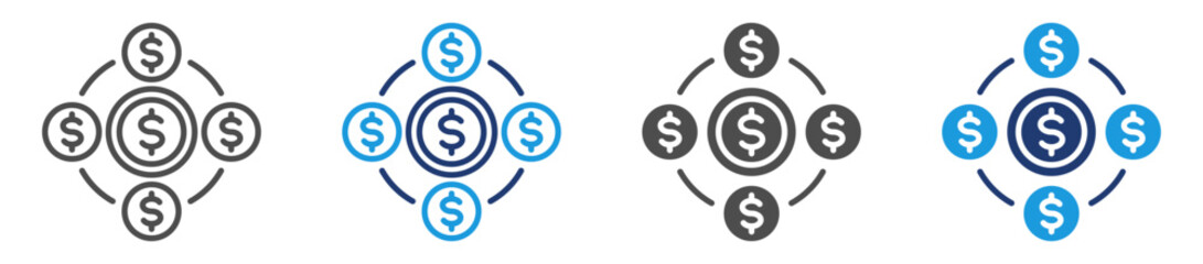 funds icon set with multiple style