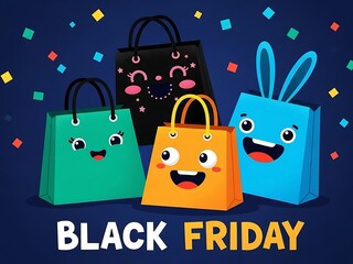 Celebrate black friday with colorful shopping bags