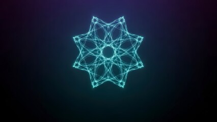 Abstract Glowing Geometric Star Shape on Dark Background.