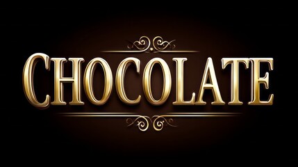 The word chocolate stands out, crafted from rich, dark chocolate with an elegant design. This artwork ignites imaginations and tempts taste buds with its inviting charm
