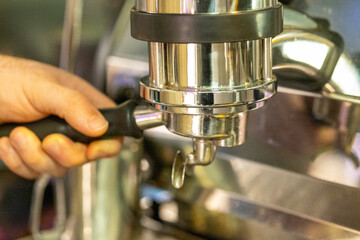 Close-Up of an Espresso Machine