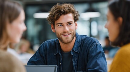 Candid interactions among young professionals in a collaborative office environment