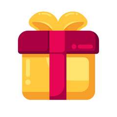Festive Gift Box: An artistic illustration of a vibrantly wrapped gift box, adorned with a luxurious ribbon and bow, perfect for celebrations and conveying sentiments of joy and surprise.