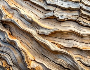 Close-up view of weathered, dry, cracked wood grain patterns showing organic, natural textures and abstract lines