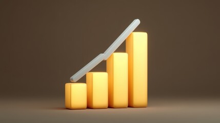 Abstract representation of financial growth with yellow bars and line graph illustration on a neutral background to symbolize business success and opportunities
