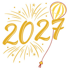 Bright golden 2027 digits floating in spark