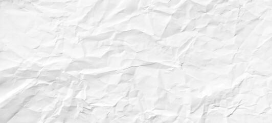 Old crumpled white paper background for creative projects. Recycled craft paper texture with empty space for text or layout.