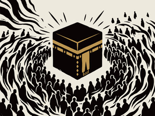 Pilgrims gathered around the Kaaba for Hajj