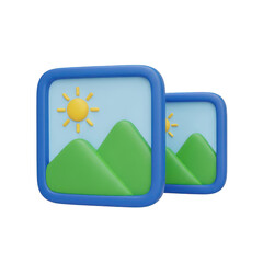 Two cartoon landscape images isolated on transparent background