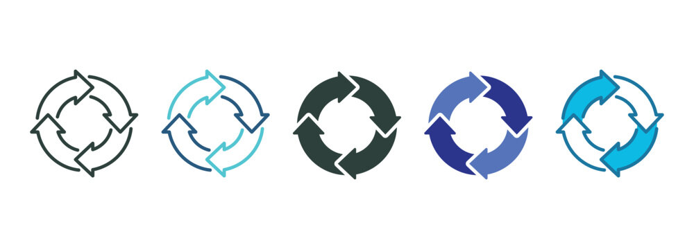 PDCA Cycle Icon Set Multiple Style Of