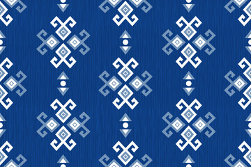 abstract blue background Ikat abstract ethnic art seamless pattern vintage style wallpaper, set, geometric, oriental, fabric, clothing, print, ornament, Aztec geometric, furniture