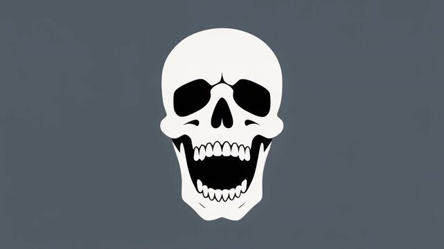 Blurred Faded Abstract Human Skull Outline on Muted Grey-Blue Background for Ethereal Concepts