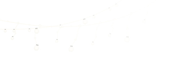 Christmas garland isolated on transparent background. Glowing colorful light bulbs with sparkles.Xmas, New Year, wedding or Birthday decor. Party event decoration. Winter holiday season element.	
