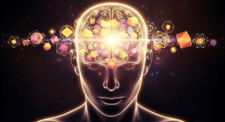 Unlock human potential with conceptual brain power, innovative thinking, and bright ideas illuminating creativity and intelligence for business growth