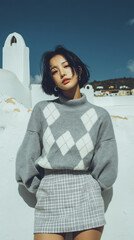 겨울 패션의 한국 여성