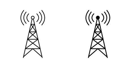 Signal Tower Communication Icon, Wireless Network Antenna Vector Symbol