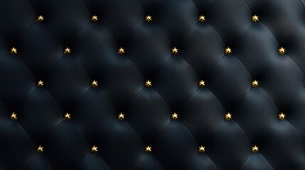 Fototapeta premium Textured black leather background with golden stars featuring a luxurious and modern aesthetic for interior design and fashion applications