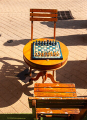 Chess Game Set on a Table in Soulac-sur-Mer, Bordeaux, France