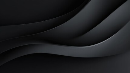 Abstract dark wave pattern showcasing smooth curves and gradients in shades of black and gray for a modern and elegant design concept