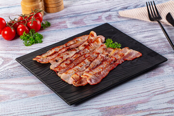 Fried pork bacon for breakfast
