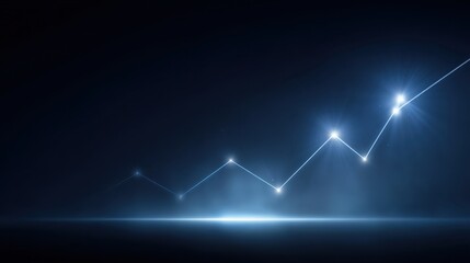 Abstract background of glowing financial growth chart with light points and dynamic lines, ideal for business and finance themes and digital presentations