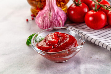 Red spicy tasty tomato ketchup