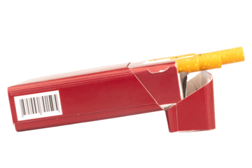 cigarette box color red isolated on white background