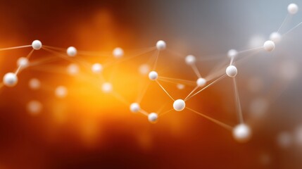 Abstract representation of connected particles in a vibrant orange glow, illustrating concepts of technology, networking, and scientific innovation in digital art