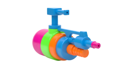 Colorful plastic toy with interlocking rings and handle