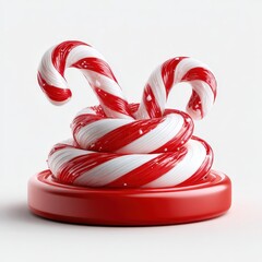 Soft smooth 3D cartoon podium shaped like a peppermint swirl