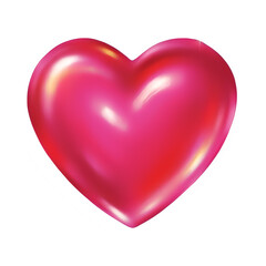 A bright pink heart illustration isolated on a white background viewed from the front