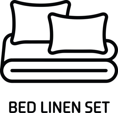 Bed linen set icon for bedroom decoration