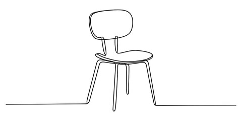 Minimalist design of a modern chair created with a single continuous line stroke Vector, illustration © RK Drawing Gallery