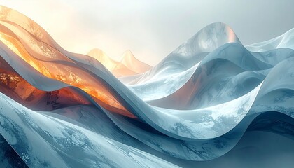 Abstract watercolor wave background featuring blue and white textures and a flowing ocean motion design illustration