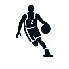 Obraz premium Basketball Dribbling Action Black and White Icon