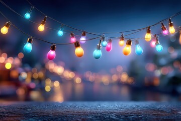 Creative Abstract Background with Neon Hanging Light Strip