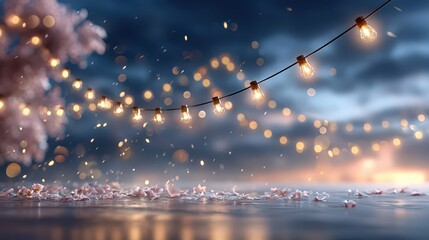 Creative Abstract Background with Neon Hanging Light Strip