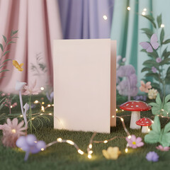 Floating 3D Invitation Card Mockup with Depth Effect